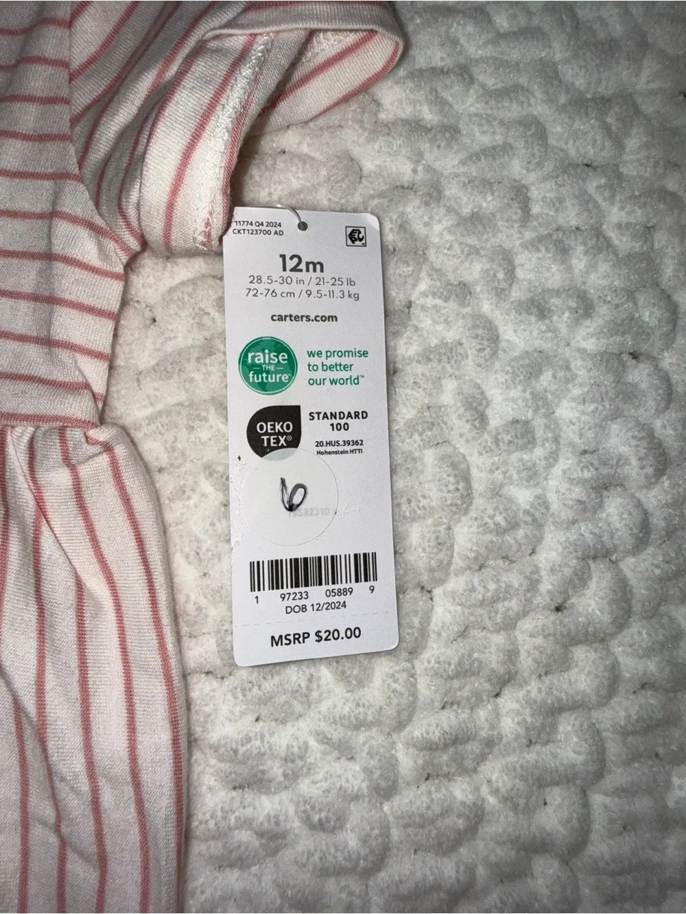 Carter's Pink & White Striped Baby Dress Onesie